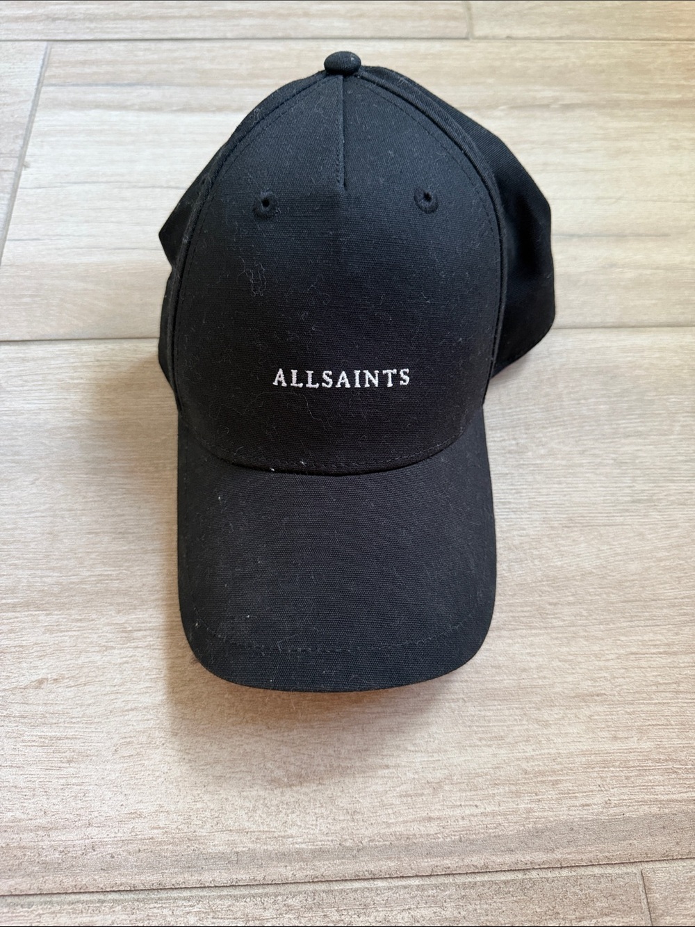 All Saints Black Logo Cap with White Embroidery